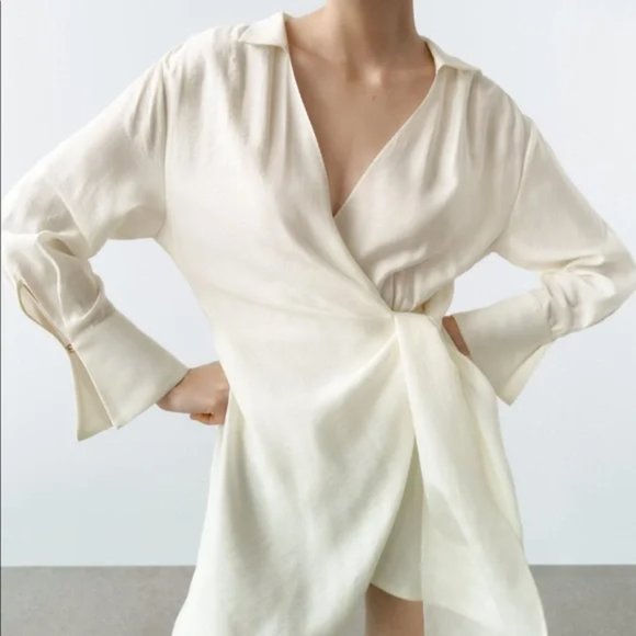 ZARA Tied Mini Dress - Picture 2 of 3